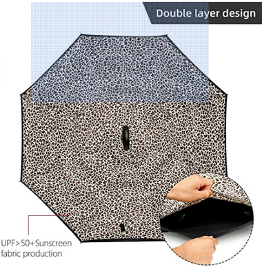 Συνήθειας φίμπεργκλας αντιστροφή ομπρέλα στρώματος πλαισίων διπλή με τη λαβή μορφής Γ